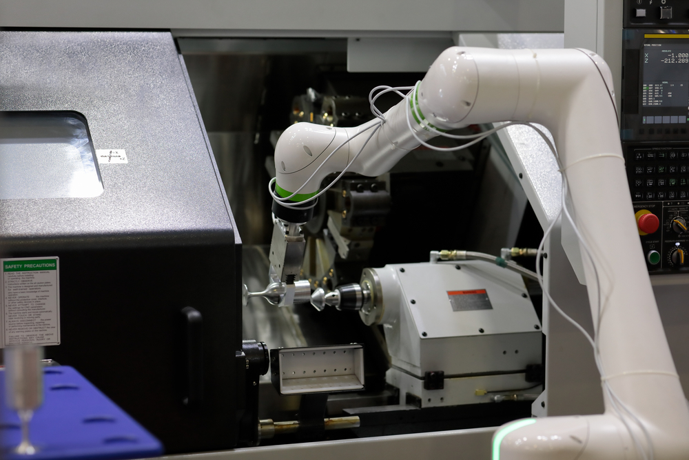 CNC cobot loading a workpiece