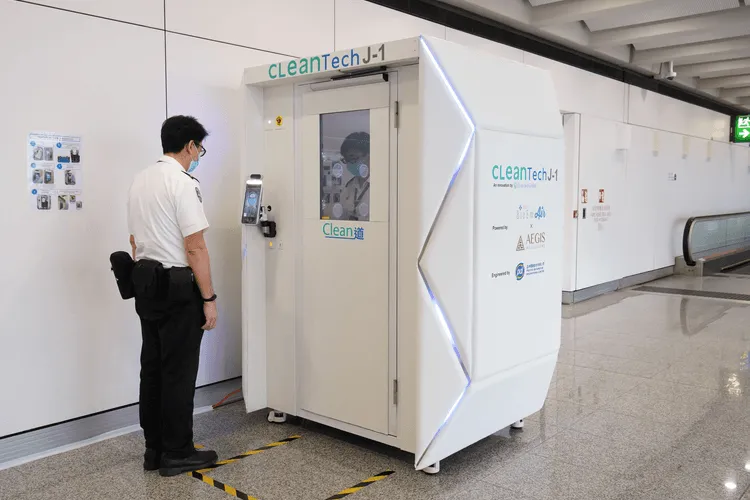 Hong Kong Airport Installs Full-body Disinfecting Booths